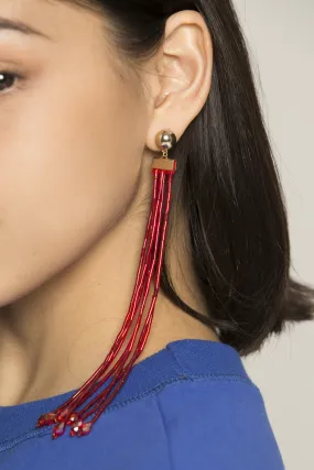 Ruby Red Tassel Earrings