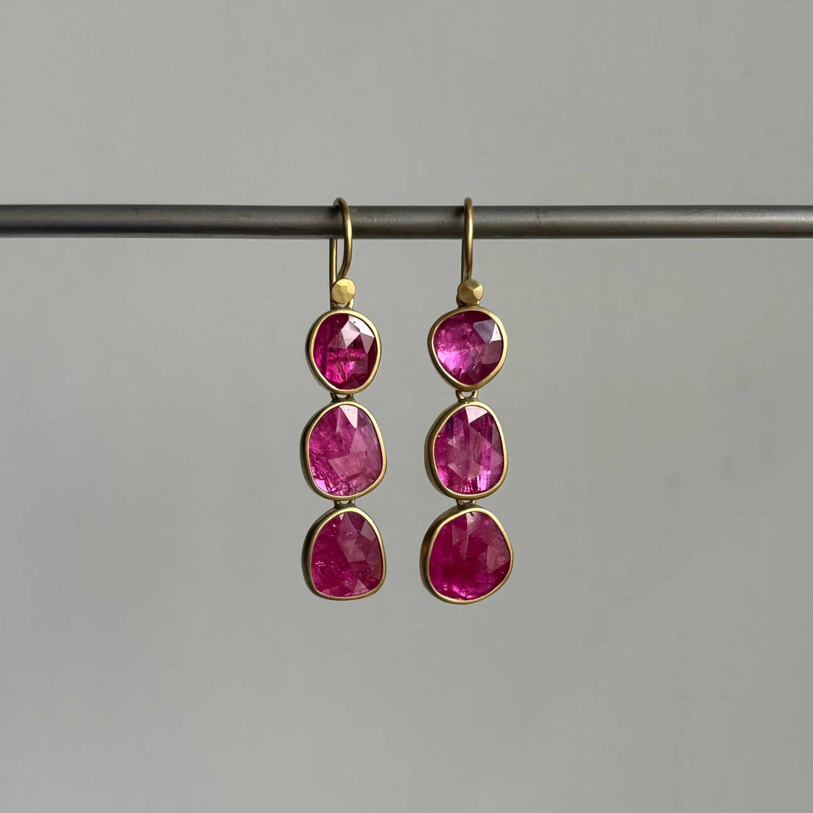 Ruby Triple Drop Earrings