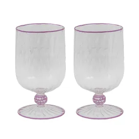 Set of 2 Short Stem Murano Glasses Purple