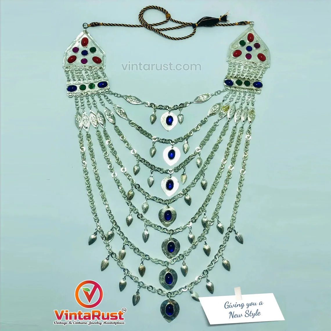 Silver Kuchi Multilayers Massive Bib Necklace