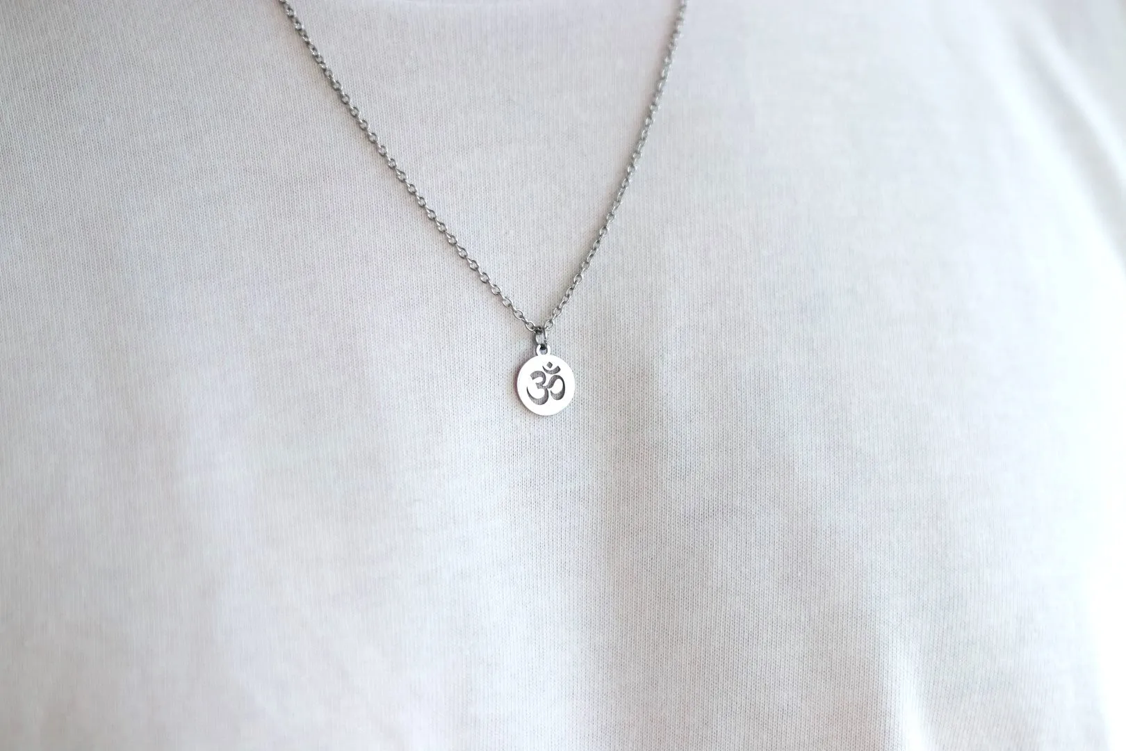 Silver Lotus necklace for men, stainless steel chain necklace, waterproof