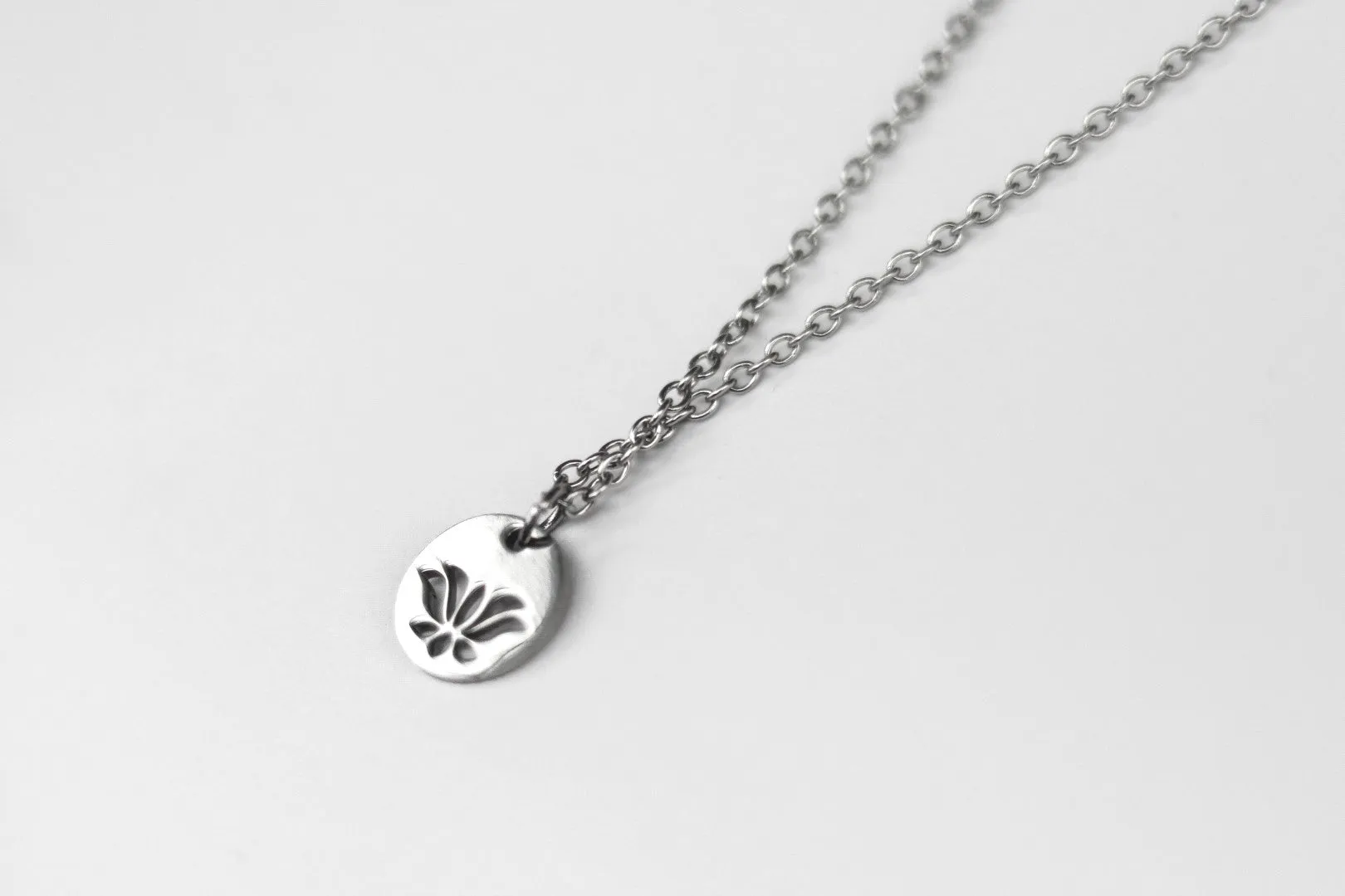 Silver Lotus necklace for men, stainless steel chain necklace, waterproof