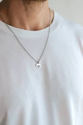 Silver Lotus necklace for men, stainless steel chain necklace, waterproof