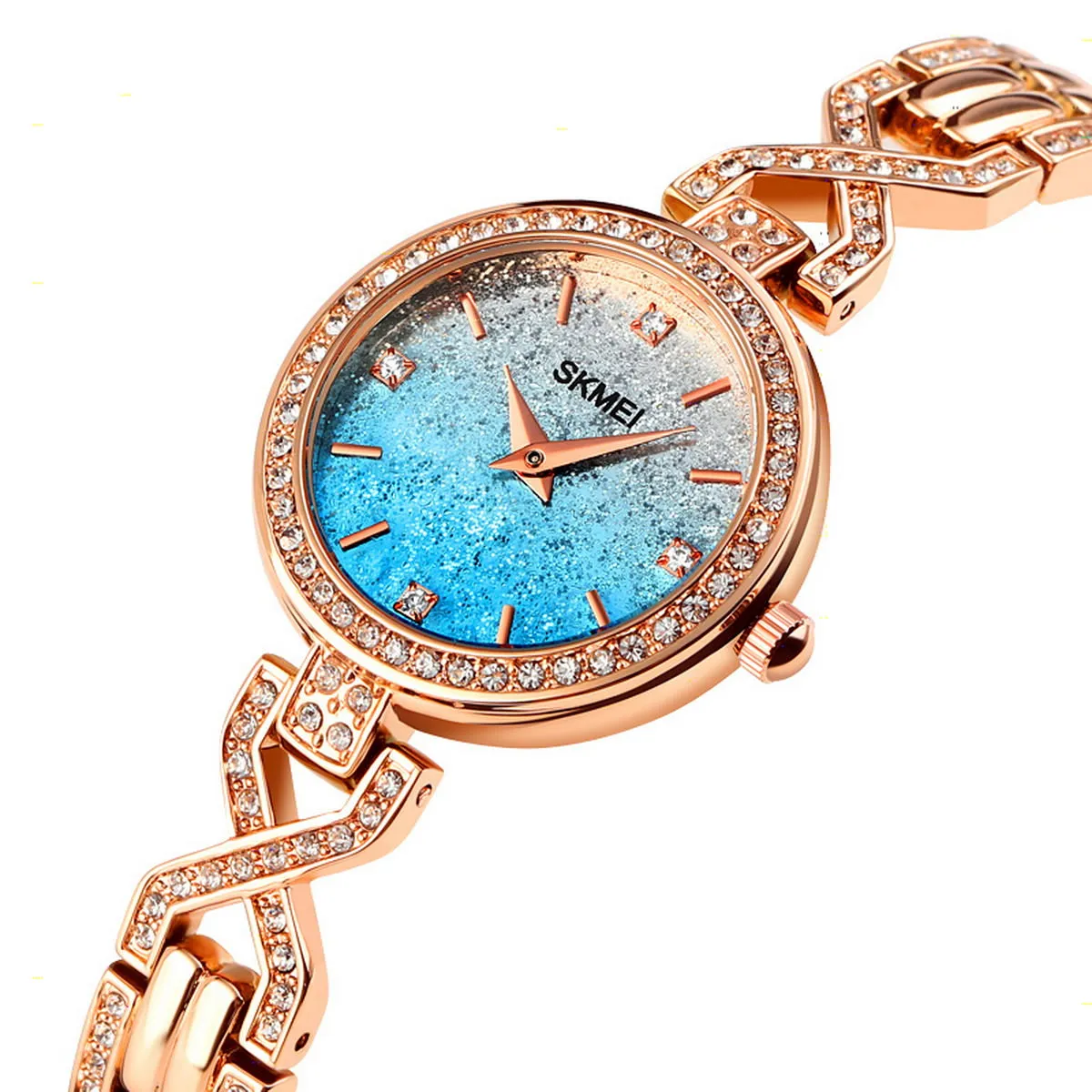 SKMEI 2001 Romantic Ultra-thin Wristwatch Rhinestones Bracelet for Women
