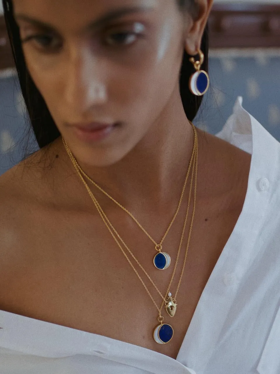 Small Night Of The Blue Moon Necklace | 18kt Solid Gold