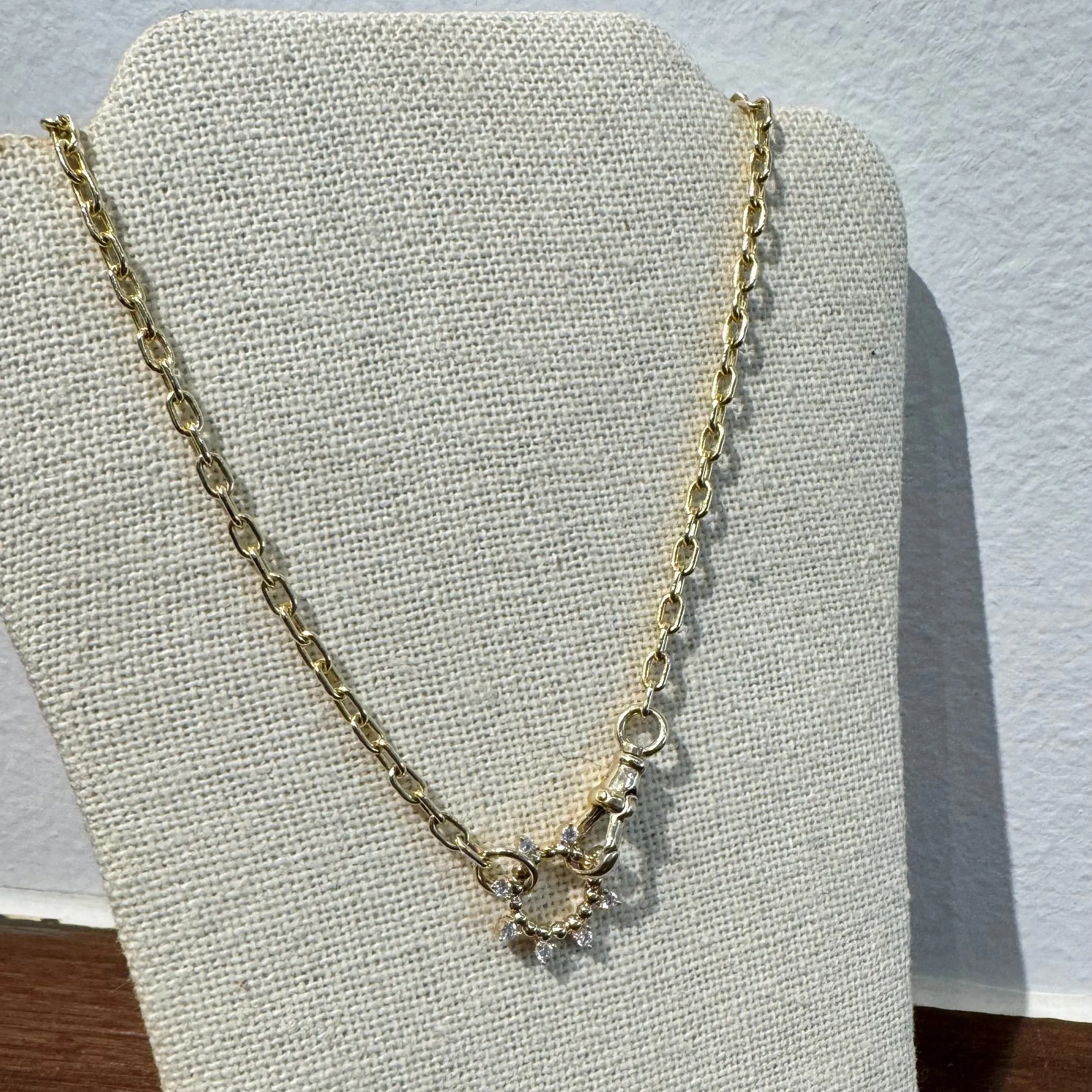 Solid Oval Link Gold Watch Chain Necklace
