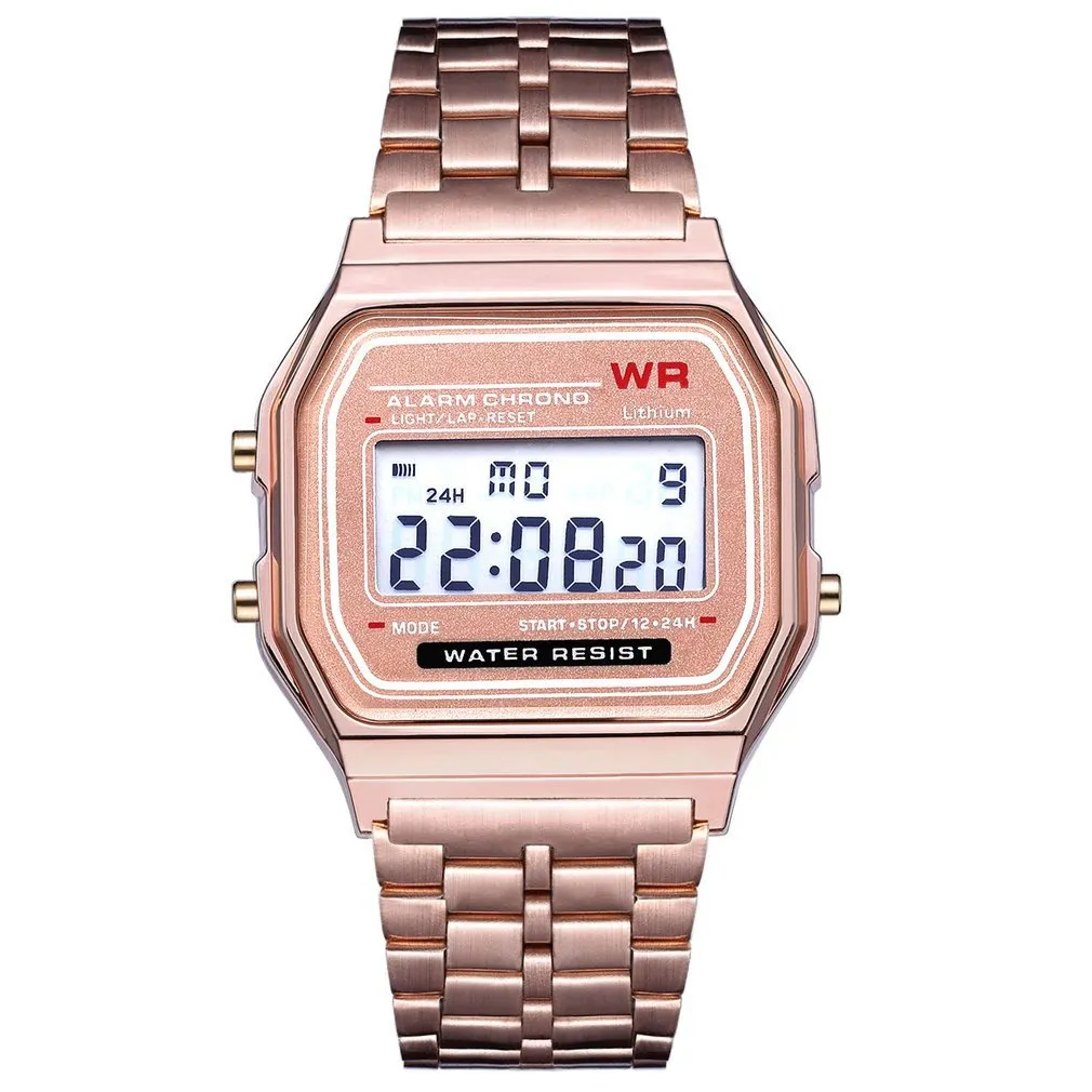 Sports Children's Electronic Metal Luminous Alarm Clock Steel Watch Three Colors