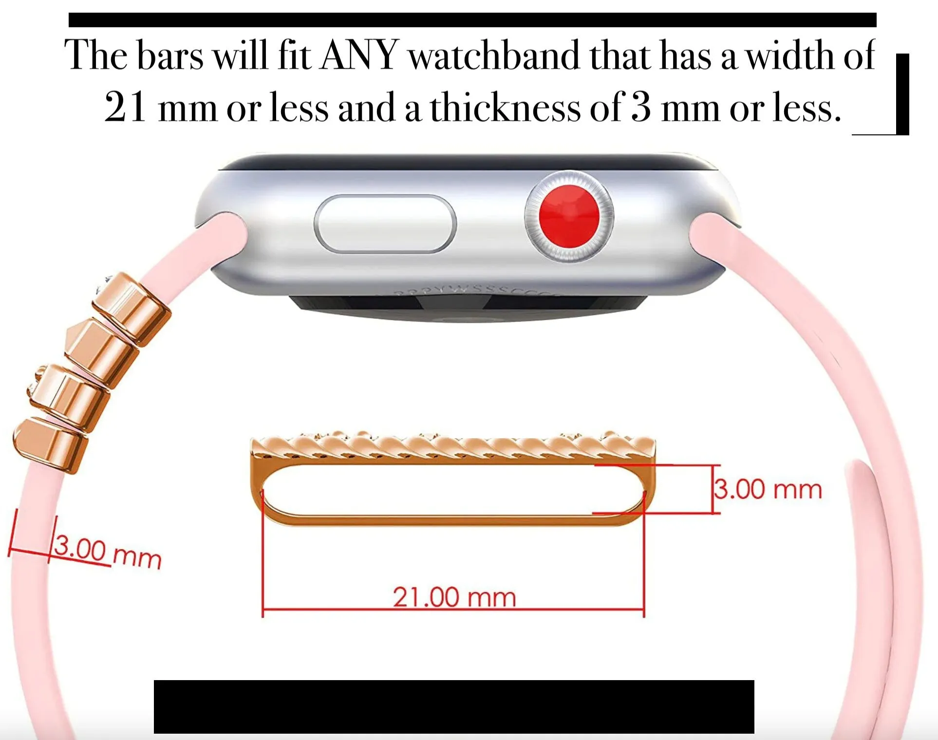 Stackable Watchband Charms, Watch Bars, Watch Band Accessories, Unique Gift, Gift for Mom, Apple Watch Jewelry, Watch Jewelry