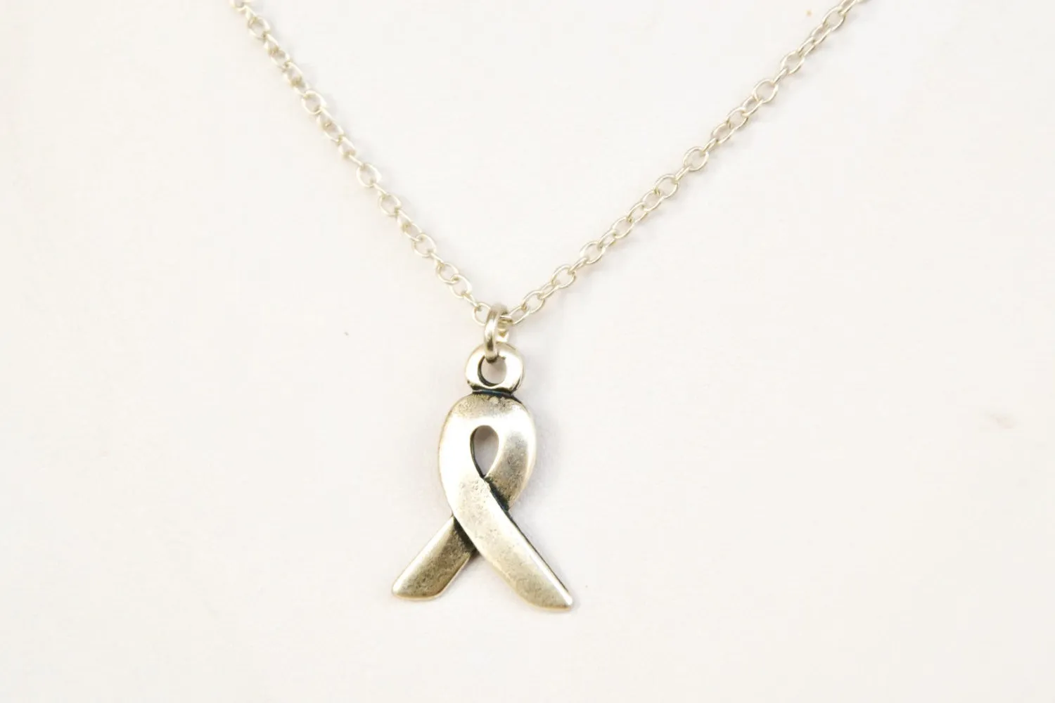 Stainless steel chain Ribbon necklace for men, awareness jewelry