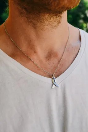 Stainless steel chain Ribbon necklace for men, awareness jewelry