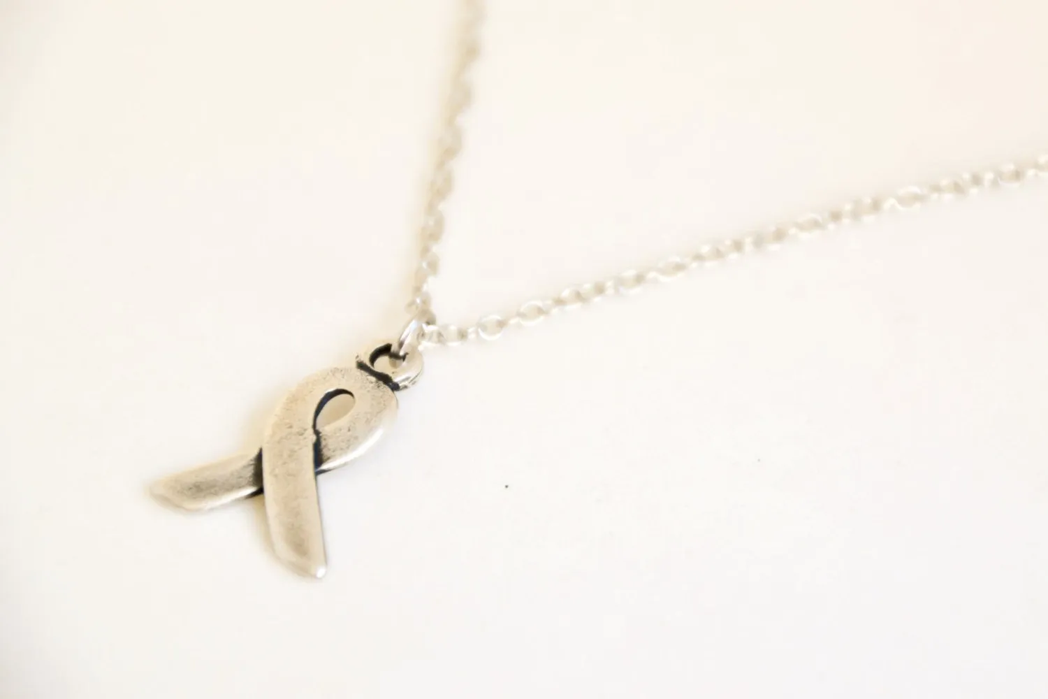 Stainless steel chain Ribbon necklace for men, awareness jewelry