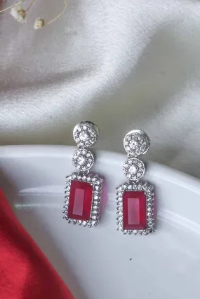 Statement Ruby & Cz Stone Stud Earrings