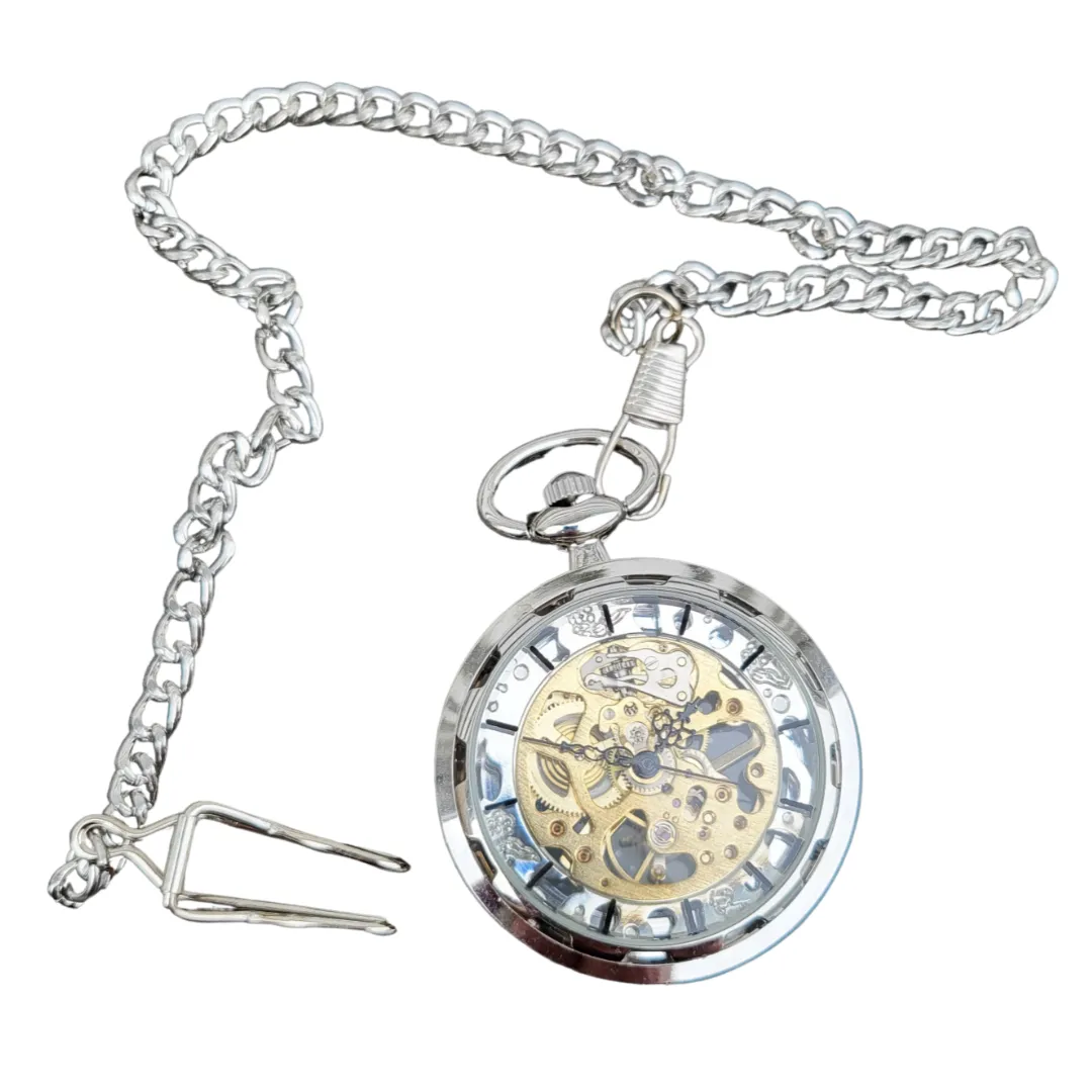 Steampunk Mechanical Pocket Watch – Skeleton Design with Unique Aesthetics