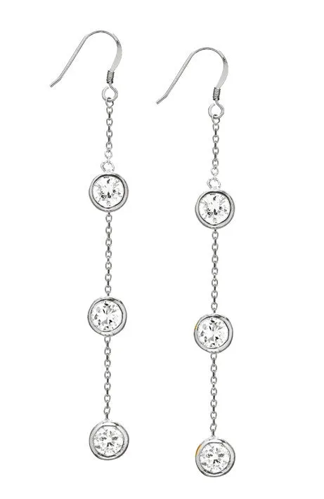 Sterling Silver Diamond Drop CZ Chandelier Earrings