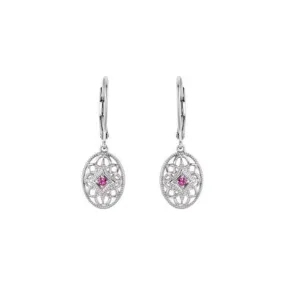 Sterling Silver Natural Ruby Lever Back Earrings