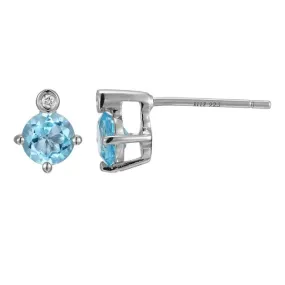 Sterling Silver Swiss Blue Topaz Stud Earrings