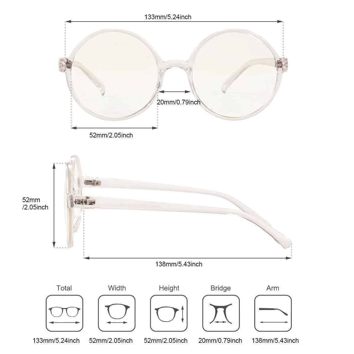 Stylish Plastic Round Eyeglasses A18003
