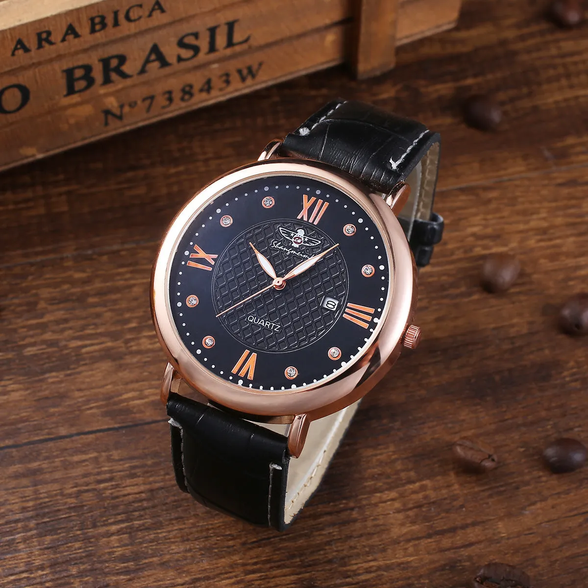 Suit Belt Wallet Tie Large Dial Quartz Watch Cufflinks