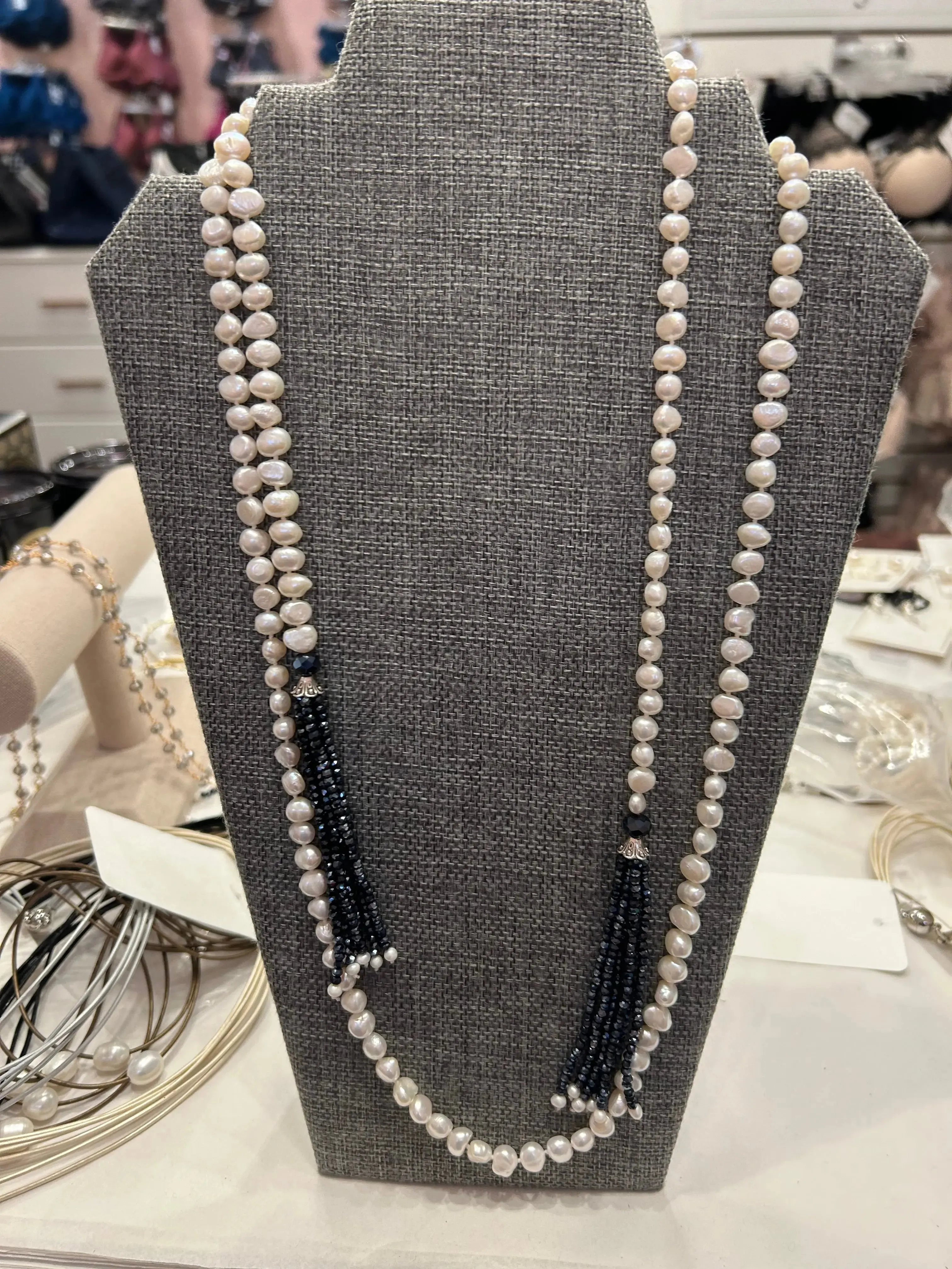 Tassel Pearl Wrap Necklace