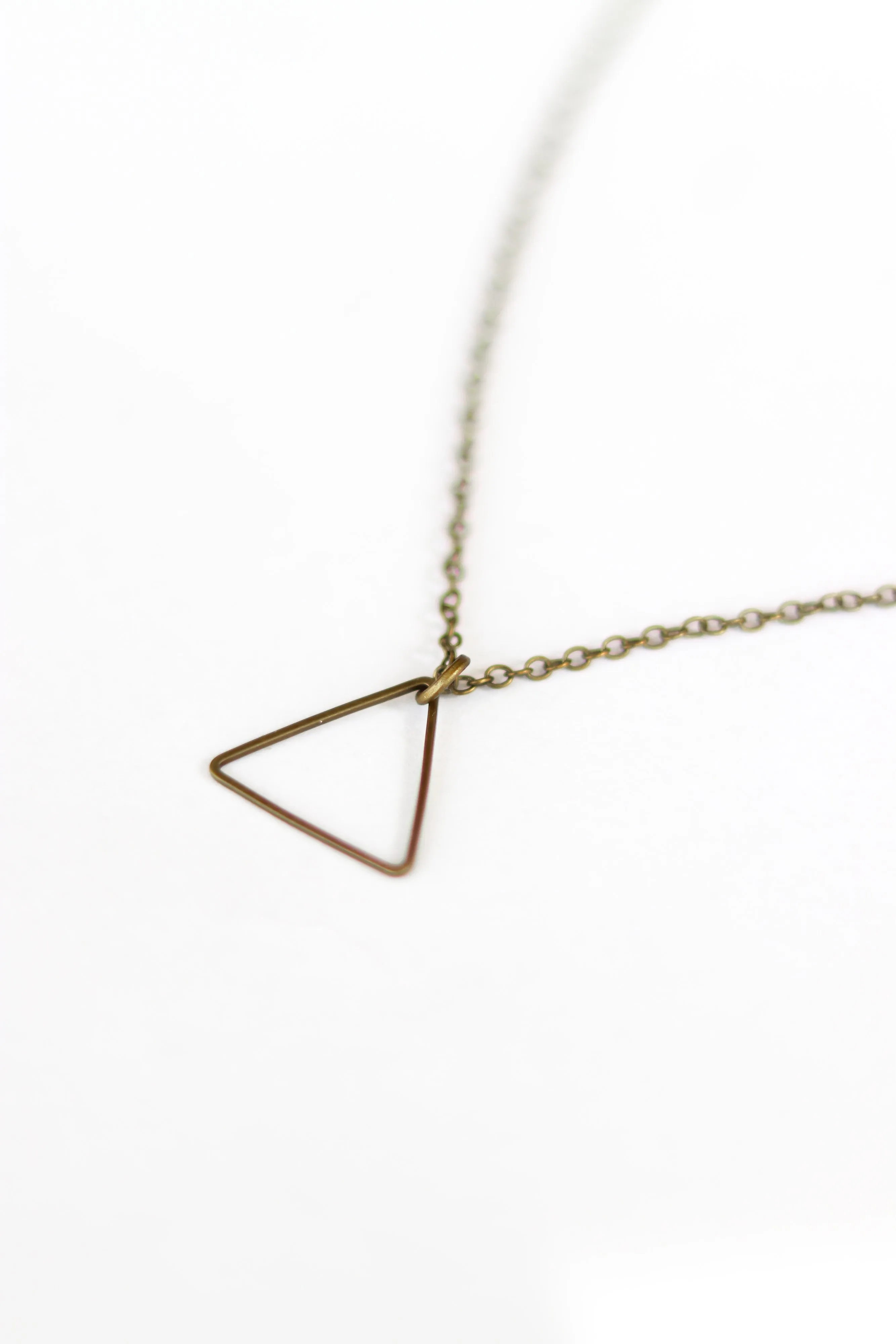 Triangle necklace for men, bronze chain and pendant, geometric jewelry, gift for him