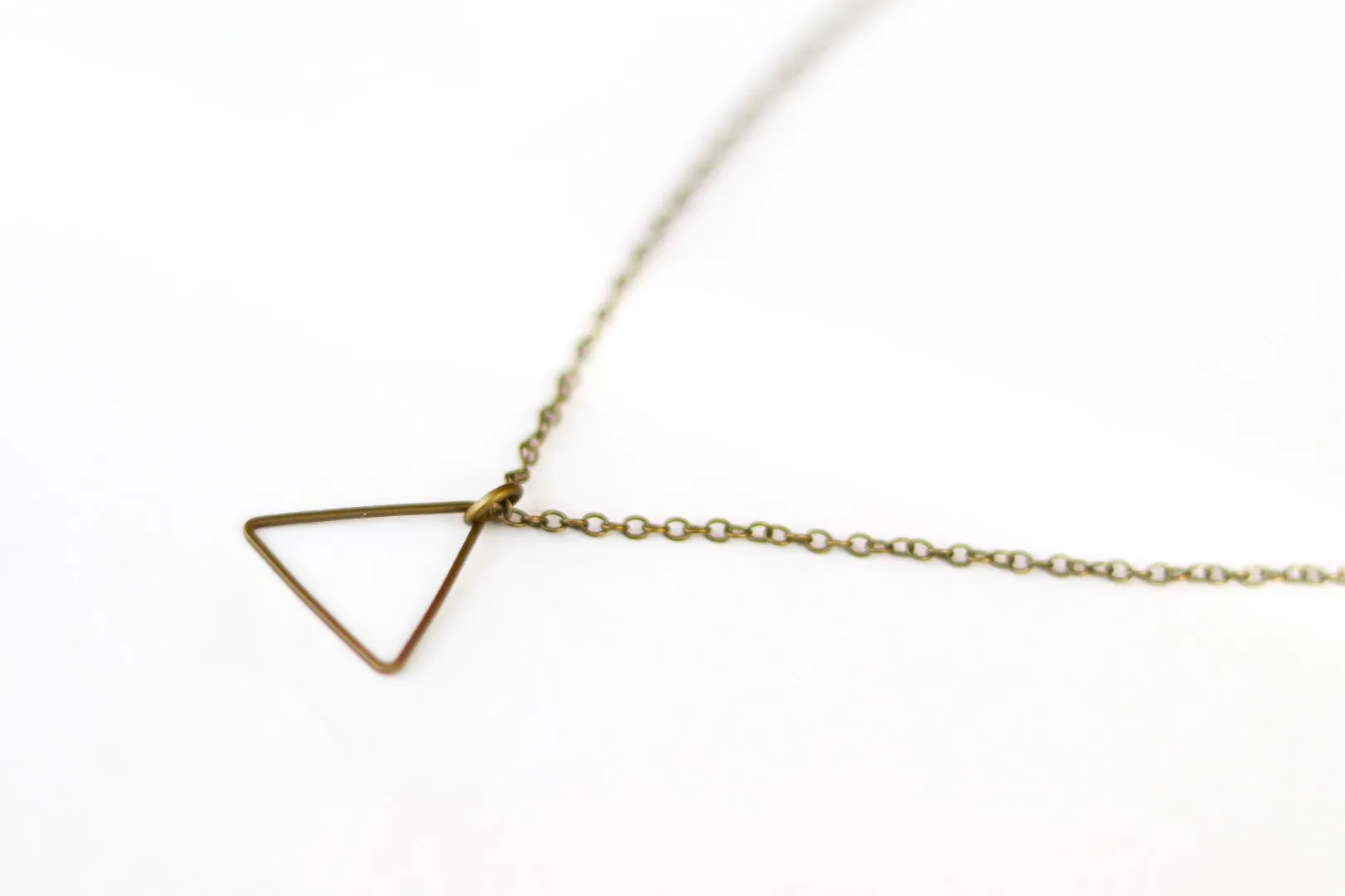 Triangle necklace for men, bronze chain and pendant, geometric jewelry, gift for him