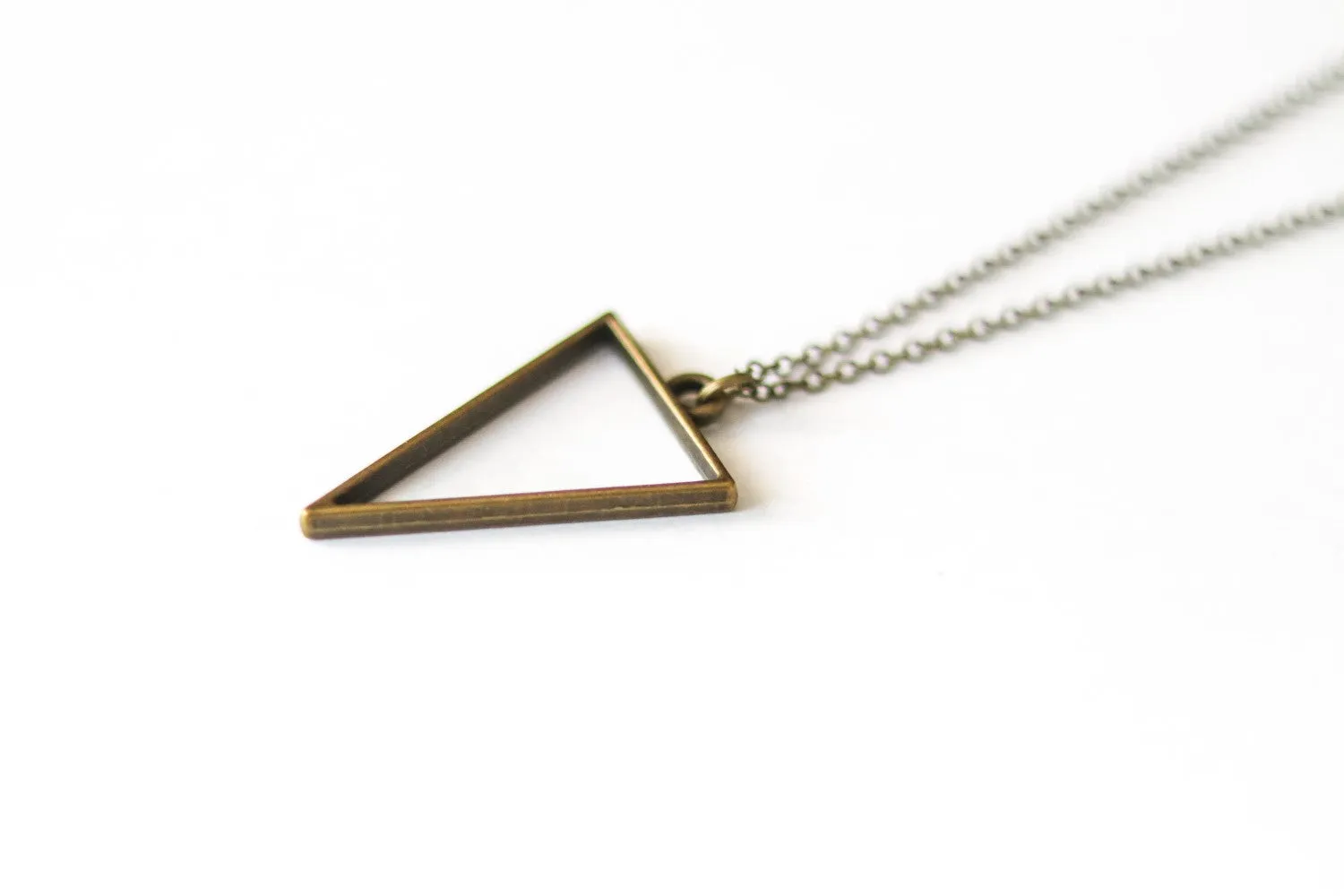 Triangle necklace for men, groomsmen gift, men's necklace with a bronze triangle pendant, bronze chain, gift for him, geometric necklace