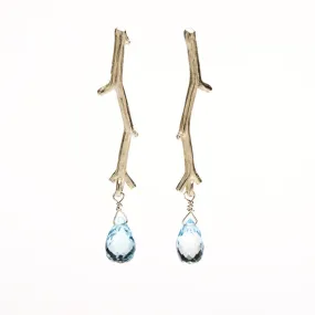 Twig earrings with briolette stones