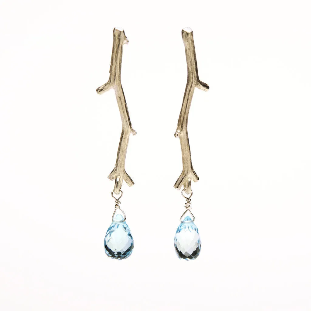 Twig earrings with briolette stones