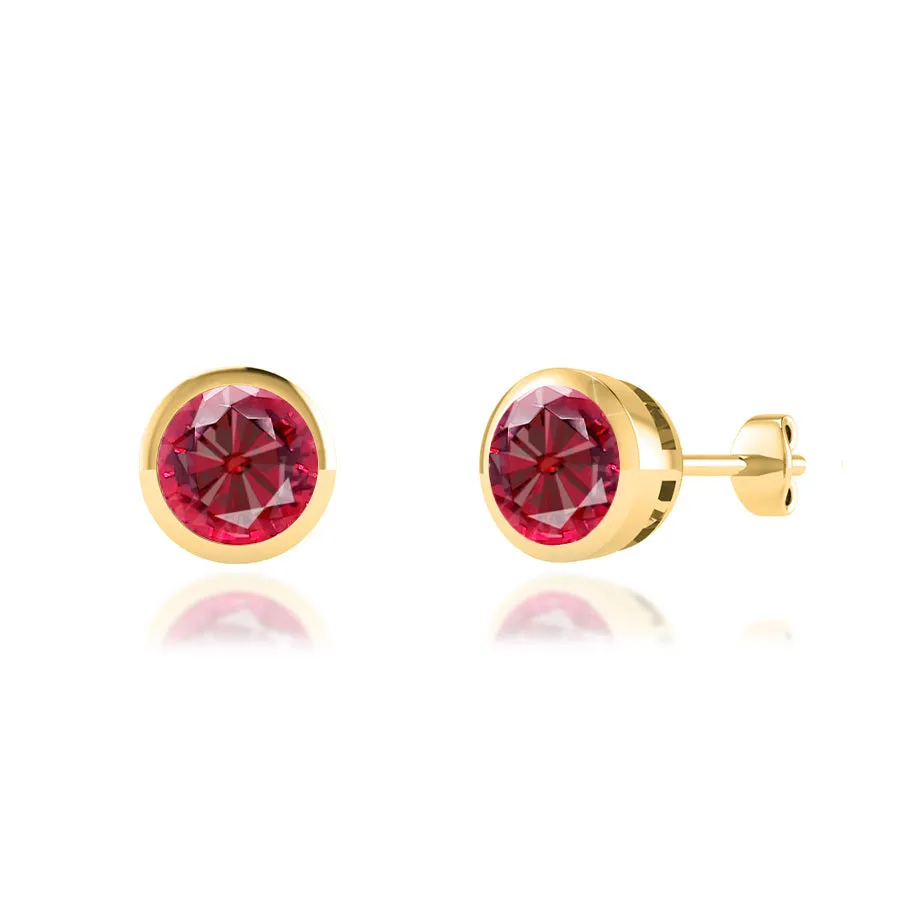 TYME - Bezel Edge Ruby Earrings 18k Yellow Gold
