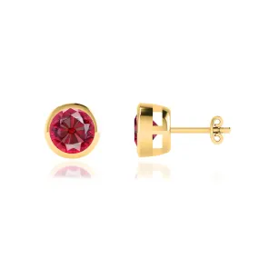 TYME - Bezel Edge Ruby Earrings 18k Yellow Gold