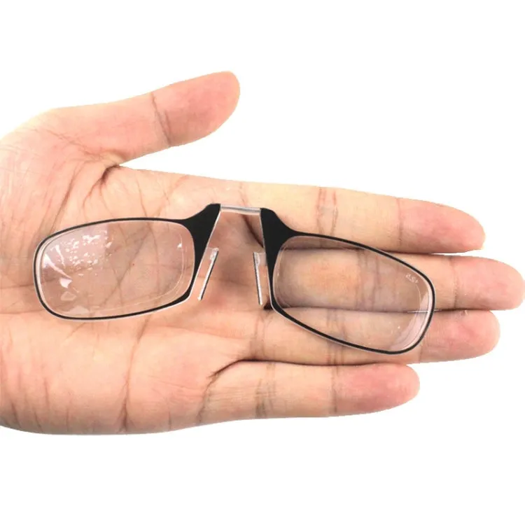 Ultra Thin High-definition Nose Resting Card Style Portable Presbyopic Hypermetropic Reading Glasses,  2.00D(Black)