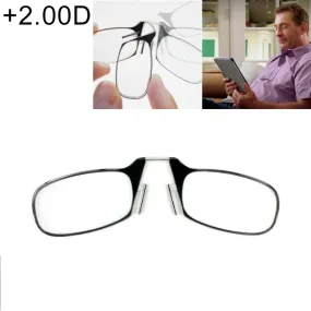 Ultra Thin High-definition Nose Resting Card Style Portable Presbyopic Hypermetropic Reading Glasses,  2.00D(Black)