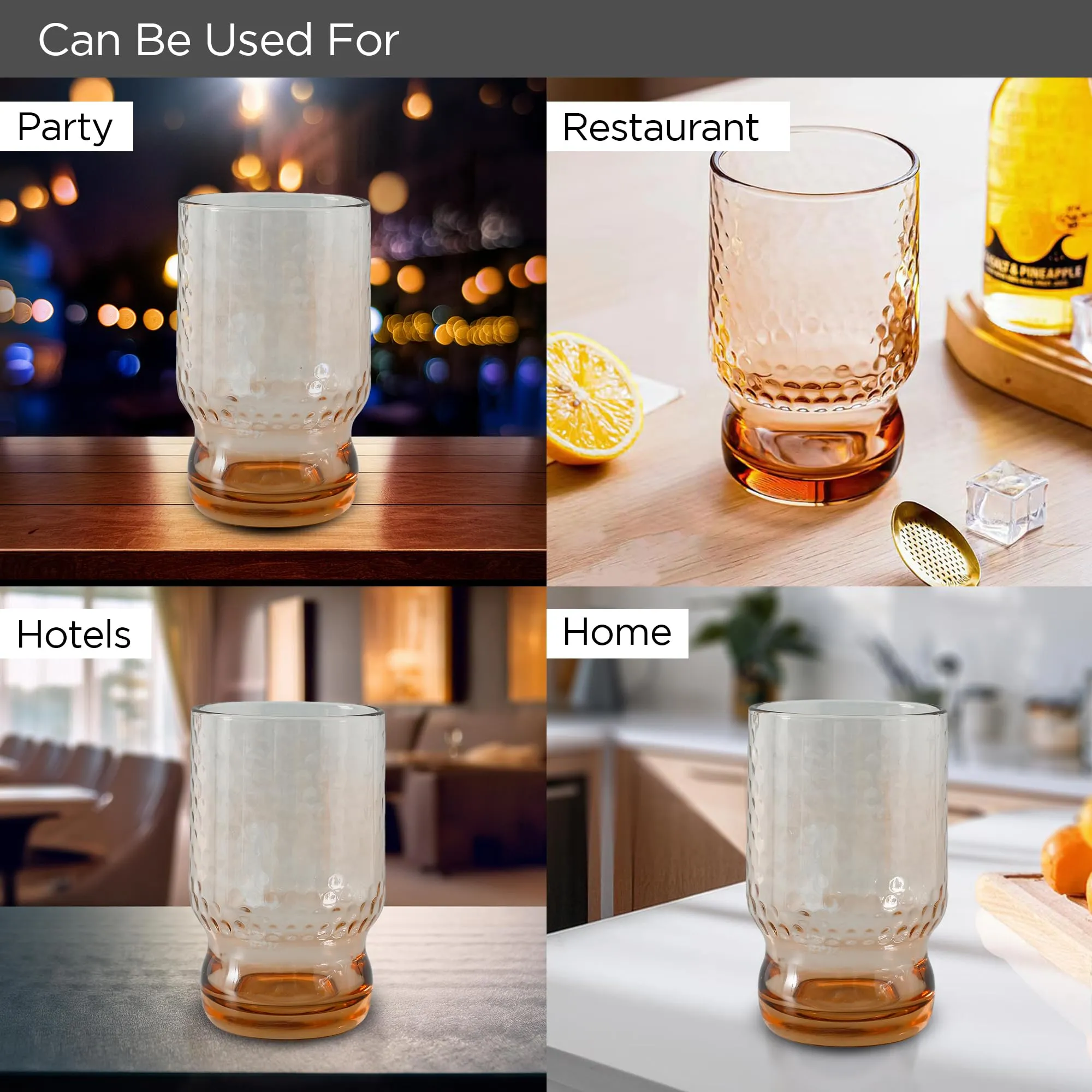 UMAI Water Glasses Set of 2 (430ml Each) | Juice Glasses | Lead Free Drinking Glasses | Kitchen Gift Items | Cold Drink Glass | Cocktail Glass | Kaanch Ke Glass | Housewarming Gifts | Gift for Men