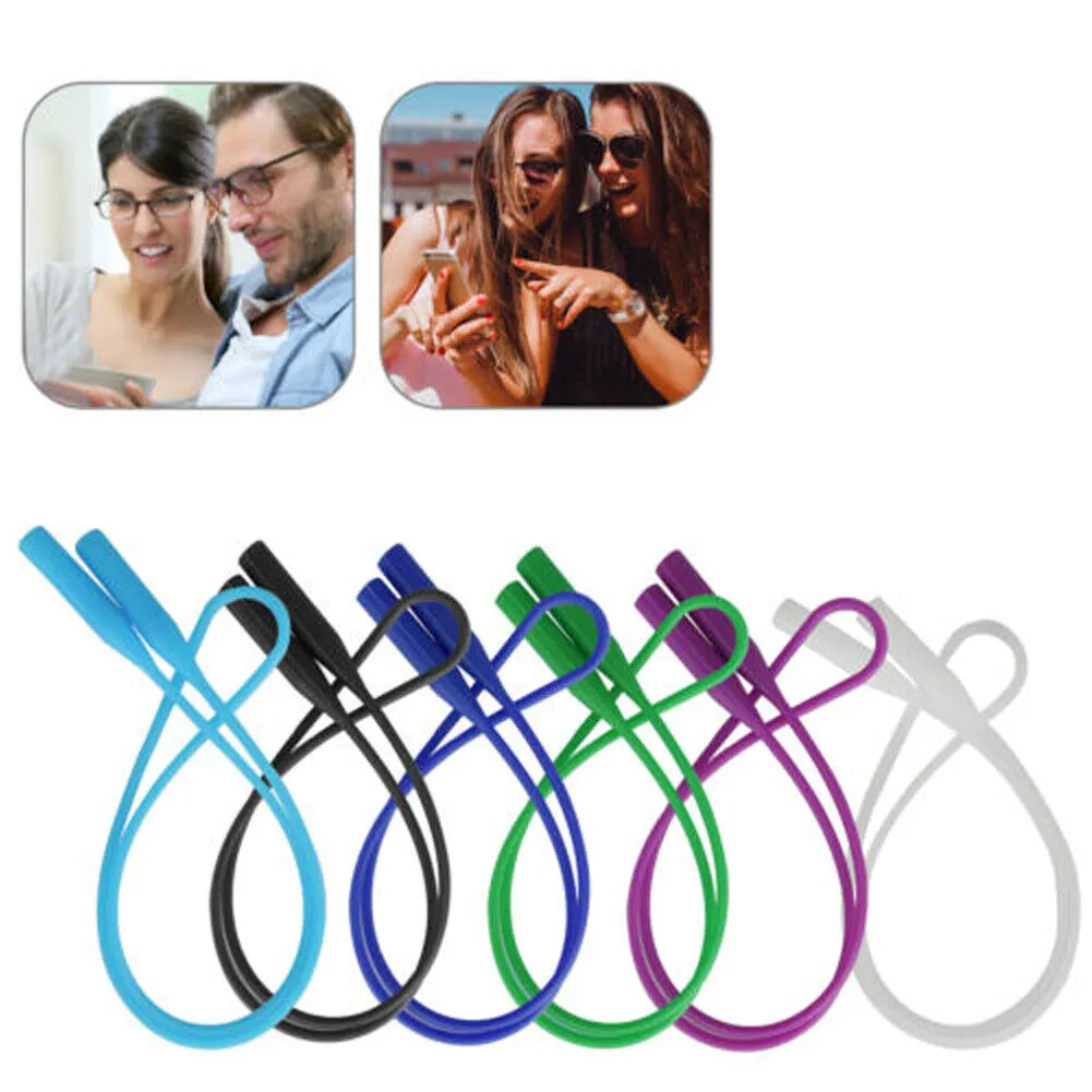 US 12-24Pc Adjustable Silicone Eye Glasses String Strap Sun Glasses Cord Lanyard