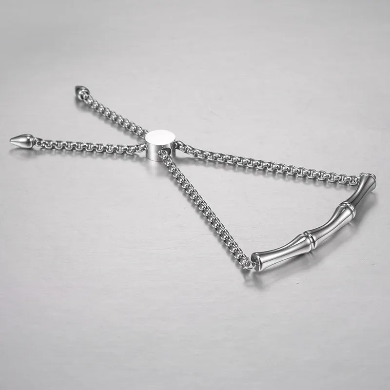 Versatile Bamboo Titanium Steel Bracelet for Women - Chic and Personalized Stainless Steel Jewelry