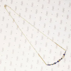Vivid Blue Lapis & Brass Bead Arc Necklace by Brin