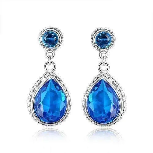 Water Drop Swiss Blue Topaz On Sterling Silver Stud Earrings