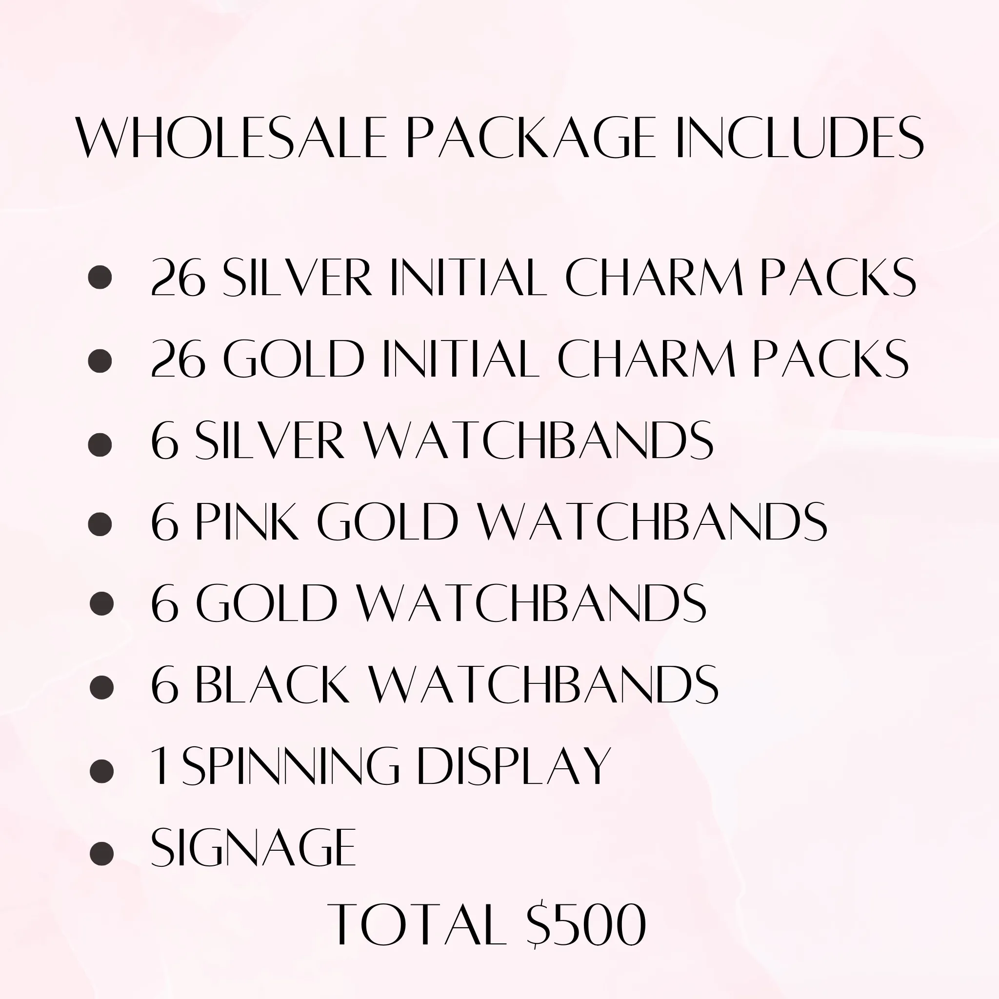 Wholesale Package Milanese Watchbands with Initial Charm Sets