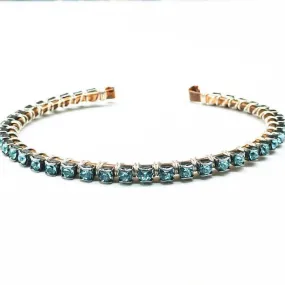 Wire Wrapped Turquoise Crystal Tennis Bracelet Bangle