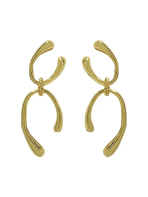 Wishbone Earrings Gold Plated Sterling Sterling Silver Plain Dangle Geometric Women's Fine Jewelry