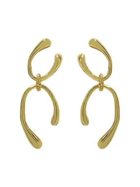 Wishbone Earrings Gold Plated Sterling Sterling Silver Plain Dangle Geometric Women's Fine Jewelry