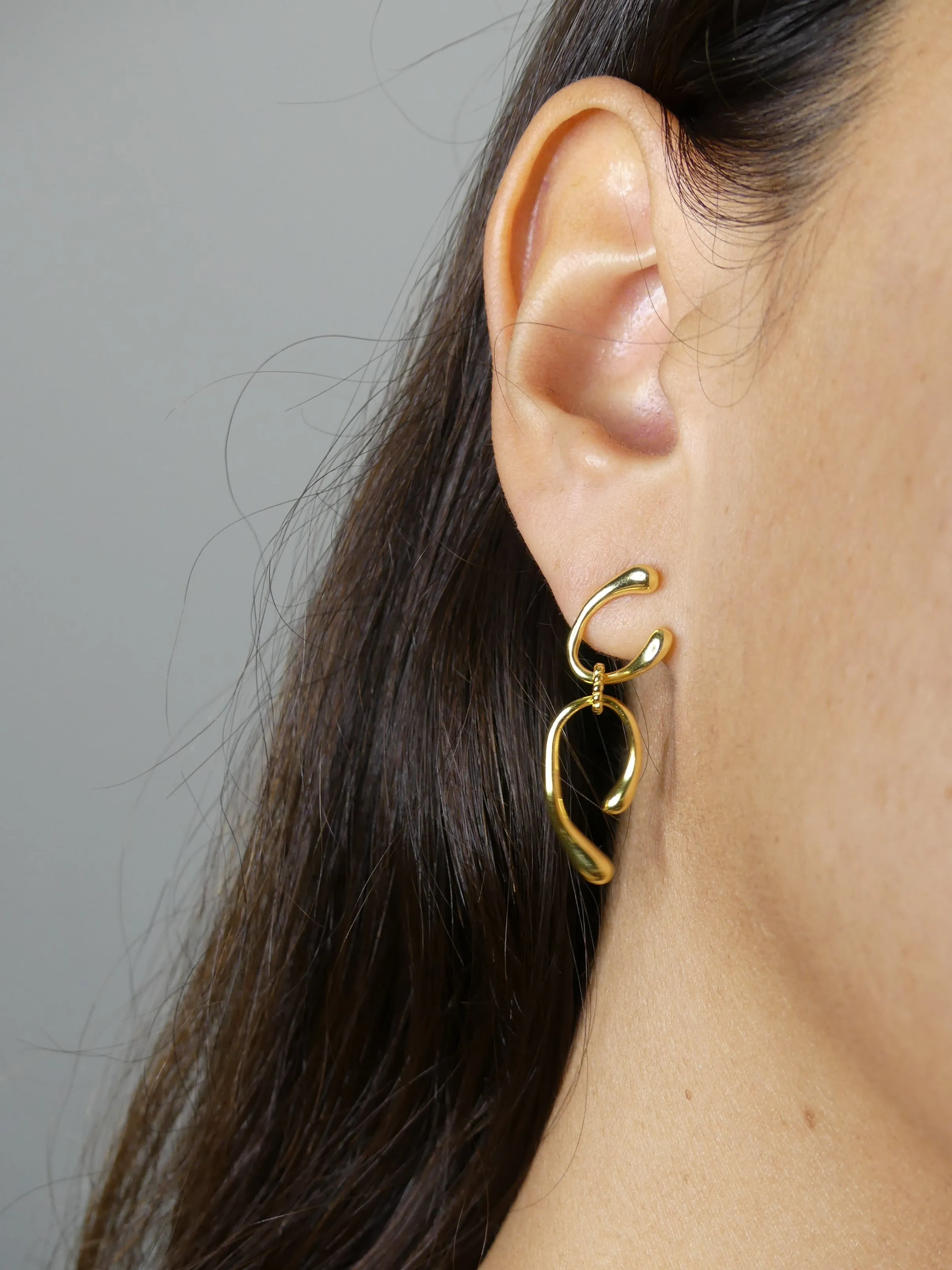 Wishbone Earrings Gold Plated Sterling Sterling Silver Plain Dangle Geometric Women's Fine Jewelry