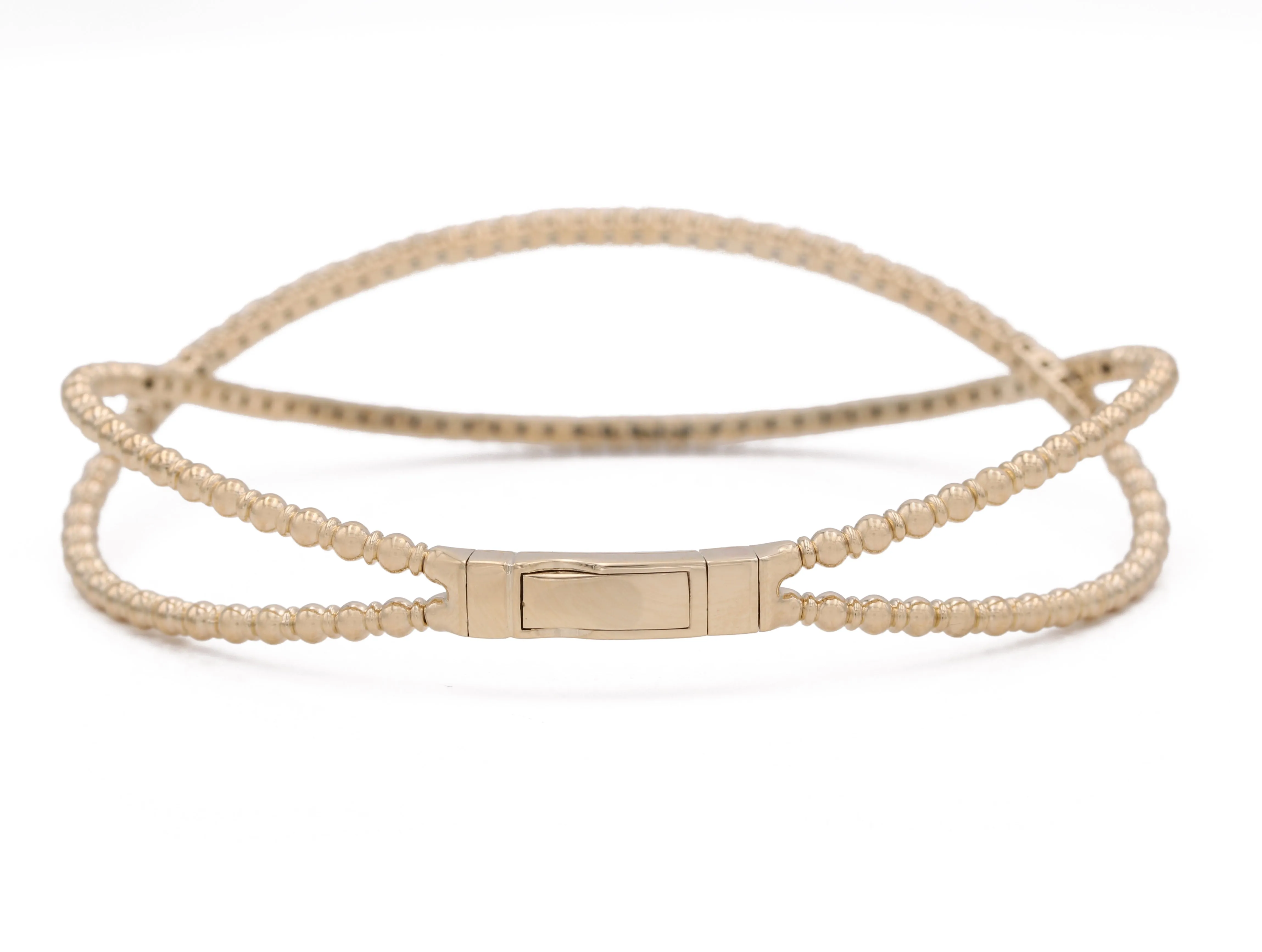 Yellow Gold 14K Fancy Bangle Bracelet With Diamonds